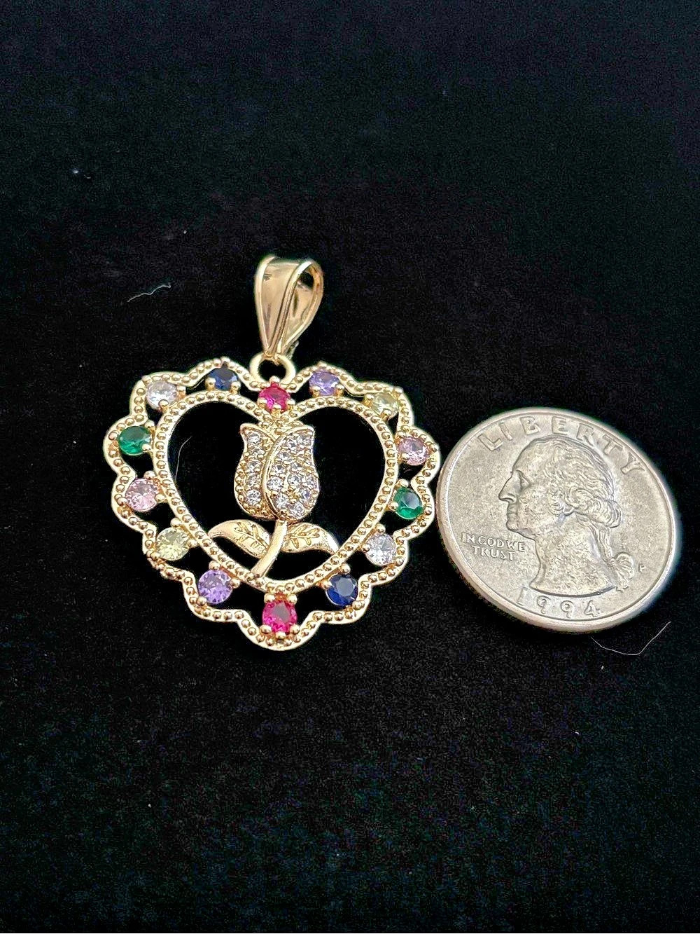Gold plated Heart Flower Pendant 
Heart